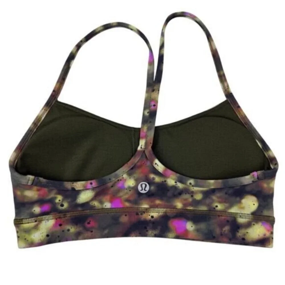 Lululemon Flow Y Nulu Bra In Soft Focus Splatter Green Multi Size 4